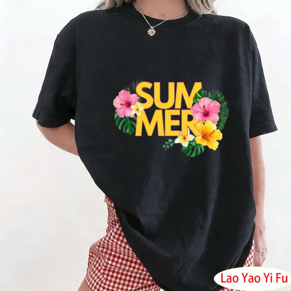 夏のトロピカルフローラルTシャツカラフルな花柄Tシャツ女性レ - Summer Clothing Resort のレビューと価格