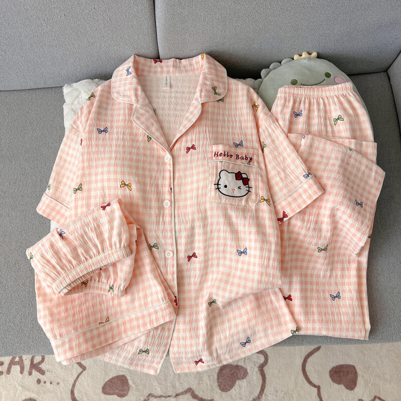 ハローキティ レディース パジャマ 3ピース 半袖スーツ 胸 - Summer Clothes のレビューと価格