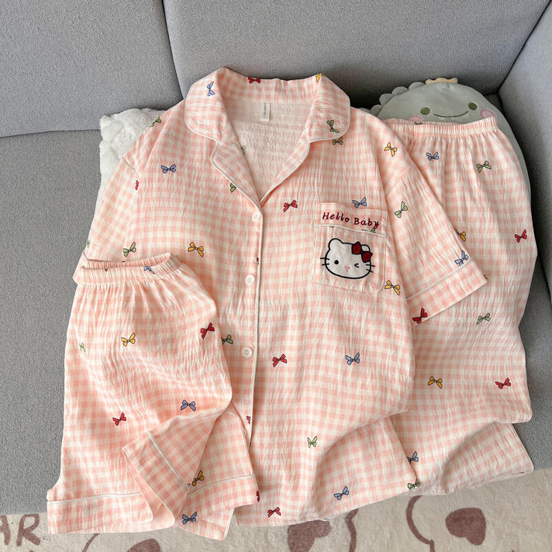 ハローキティ レディース パジャマ 3ピース 半袖スーツ 胸 - Summer Clothes のレビューと価格