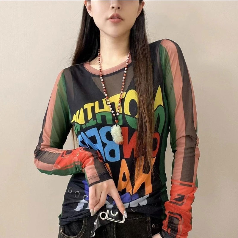 女性のためのセクシーな長袖Tシャツ,カジュアルな文字がプリン - Summer Gauze Clothing のレビューと価格