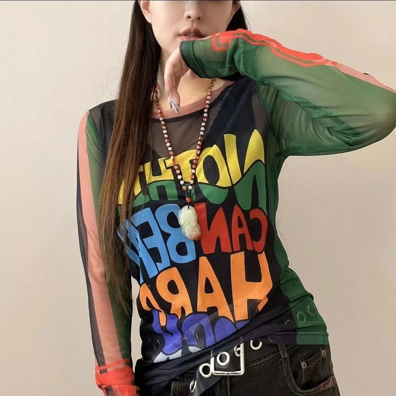 女性のためのセクシーな長袖Tシャツ,カジュアルな文字がプリン - Summer Gauze Clothing のレビューと価格