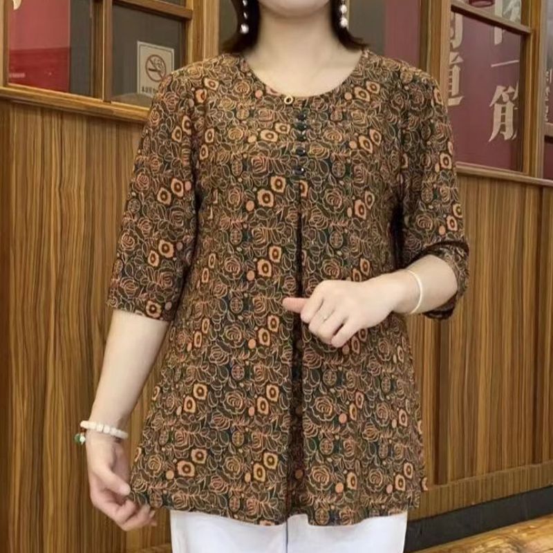 女性のためのヴィンテージプリントTシャツ,カジュアルなハーフ - Summer Clothing For 60 Year Old Woman のレビューと価格