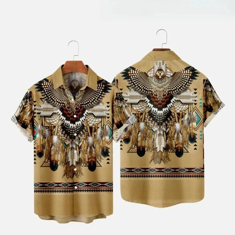 インドエスニックスタイル 3D プリントビーチシャツ男性女性 - Indian Summer Vintage Clothing のレビューと価格