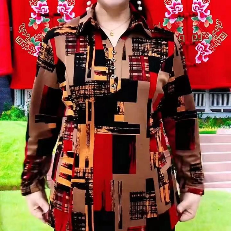 女性のための幾何学的なシャツ,襟,長袖,十分なヴィンテージブ - Summer Clothing For 60 Year Old Woman のレビューと価格