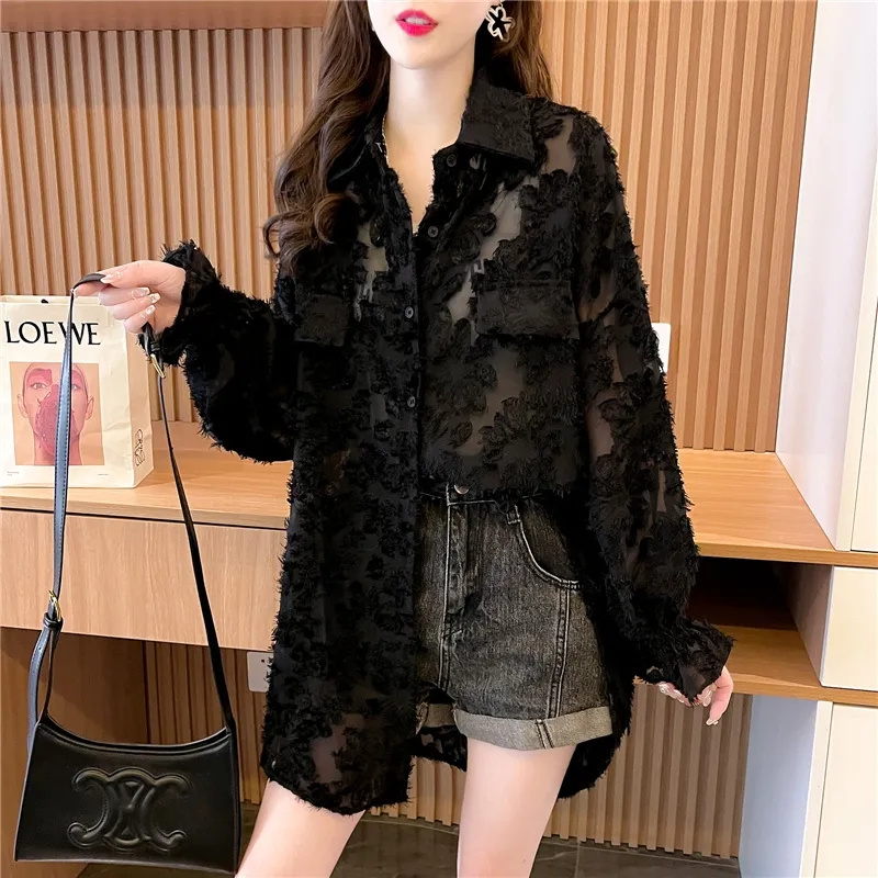女性韓国ルースレース日焼け防止服ジャケット女性春夏新 UV  - Summer Clothing Drop のレビューと価格