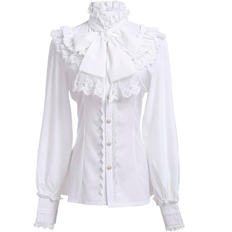 2026 夏の女性のロリータブラウスシャツハイネックフリルレ - Summer Clothing Drop のレビューと価格