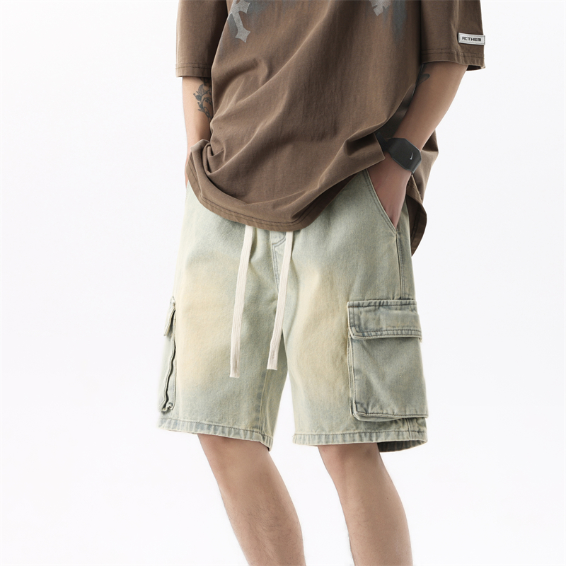 夏のメンズデニムショーツレトロファッション弾性ウエストルーズ - Summer Clothing Brands のレビューと価格