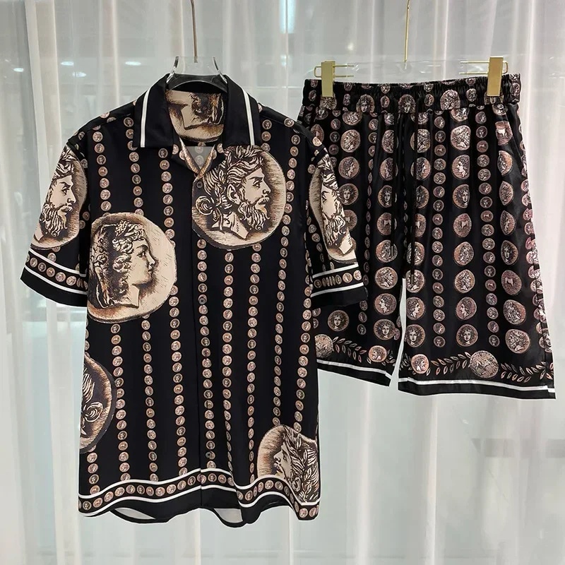 ロイヤルラグジュアリーメンズシャツセット ヴィンテージ柄キャ - Summer Clothing Guys のレビューと価格